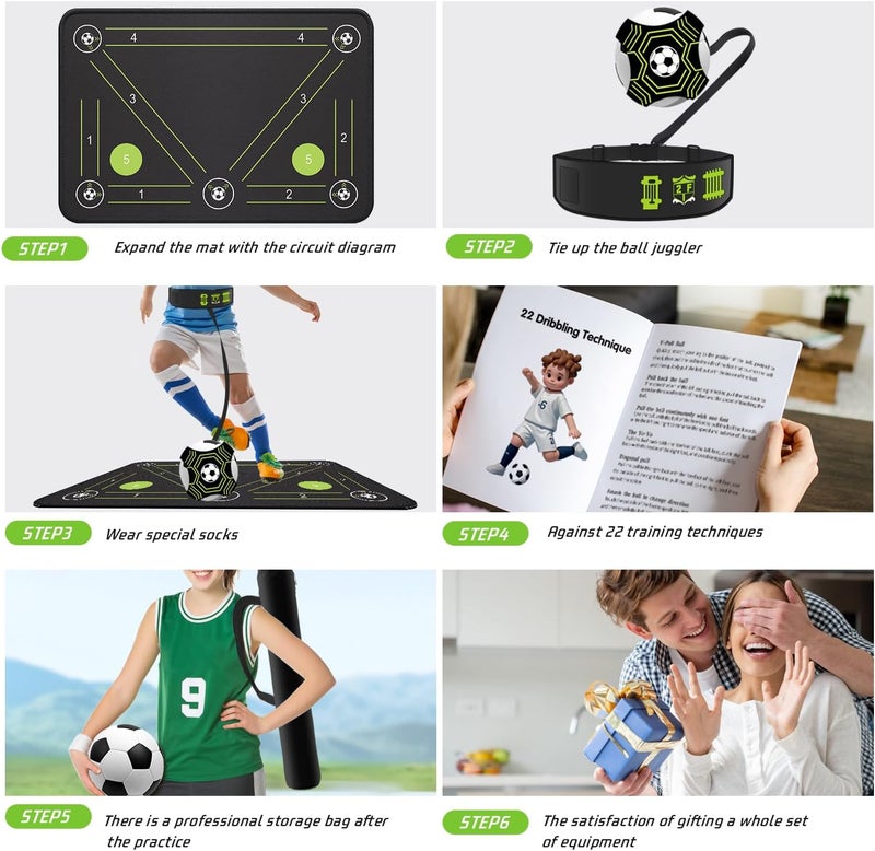2F22E Soccer Training Mat with Silent Shock Absorption and Non-Slip Base for Footwork Training and Ball Mastery(Belt Version) - Image 4